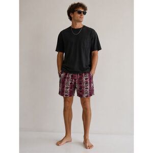 Beach Rays Tribal Print Board Shorts Size 34 Pink Black Swim Trunks Surf Shorts